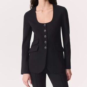 NWT Rag & Bone Roslyn Scoop-Neck Blazer in Black